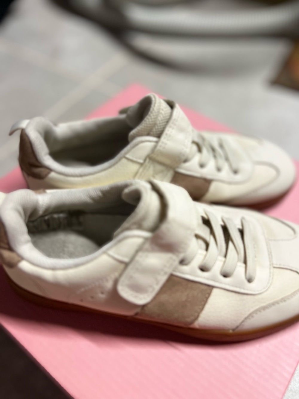 H&M Off-White and Beige Kids Sneakers with Velcro Strap